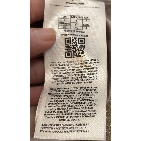 Guess Women Beige Metallic Sequins Strapless Sweetheart Jamie Dress Size 4 $188 - Picture 5 of 5